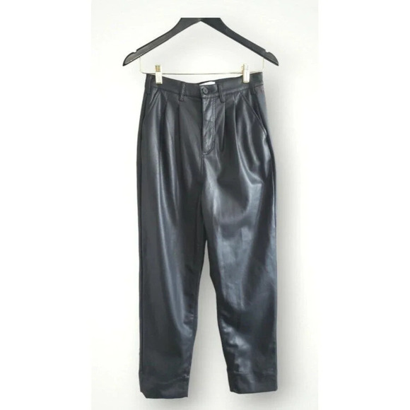PISTOLA Pants - Pistola Faux Leather Pants Women's Size 24 Black Straight Leg Pockets 24x26.